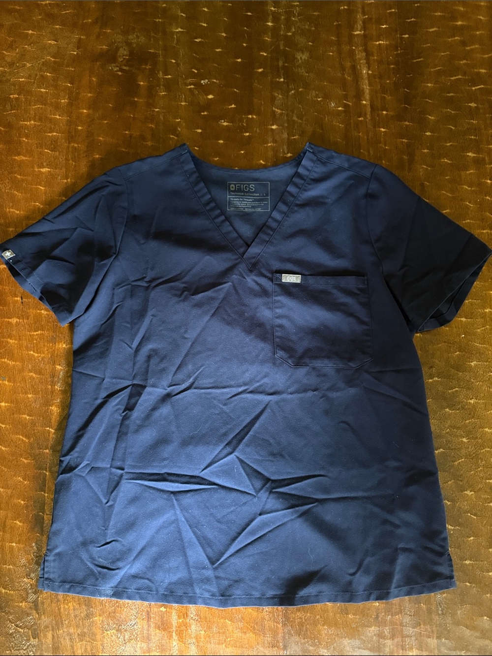 Figs Navy V-Neck Medical Scrub Top